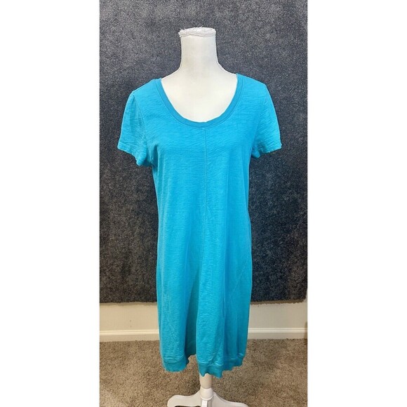 J Jill T Shirt Dress Size Medium Blue Short Sleeves 100% Cotton‎ - Picture 1 of 9